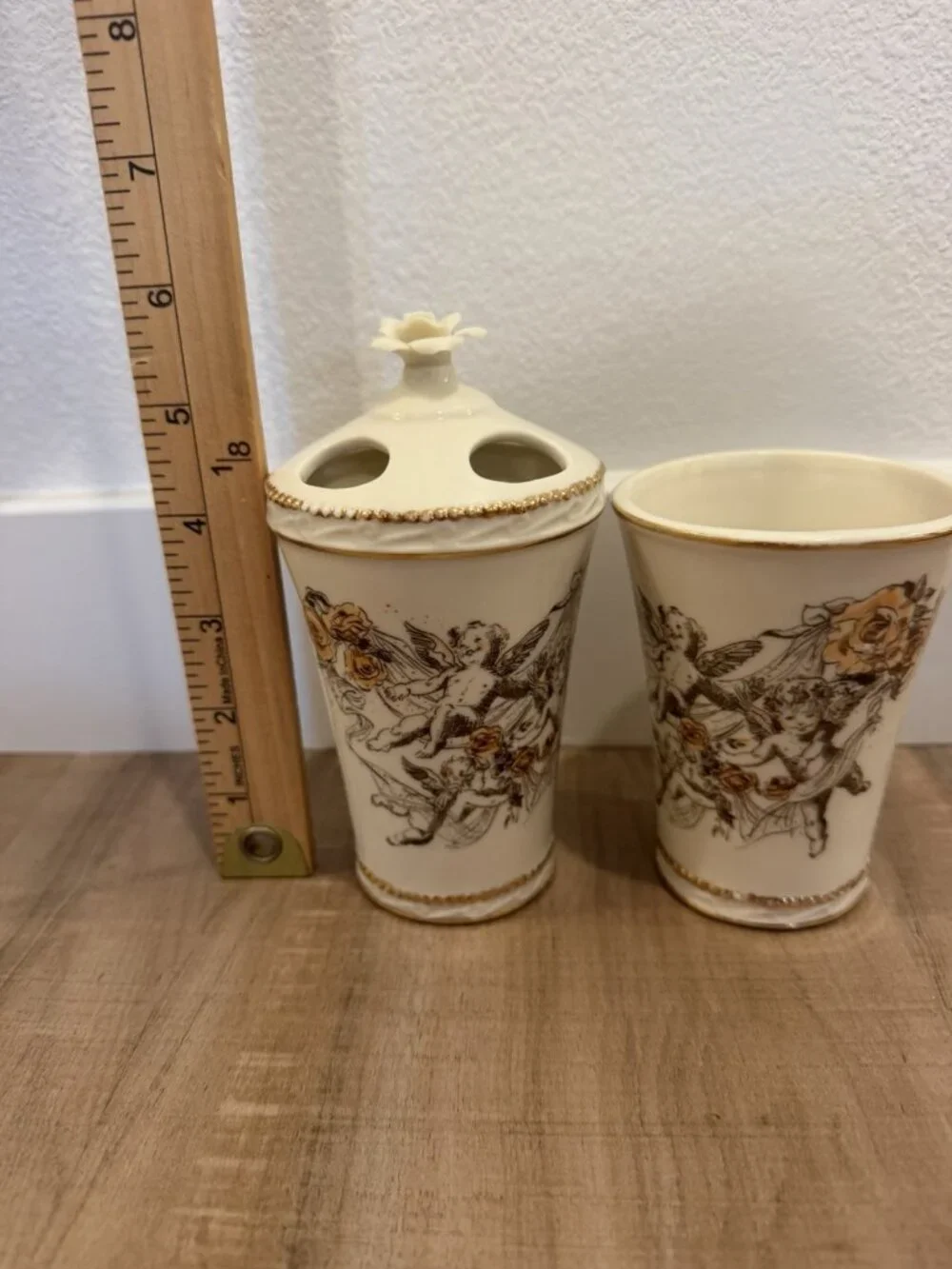 Vintage Avon Ceramic Porcelain Toothbrush Holder & Cup Set